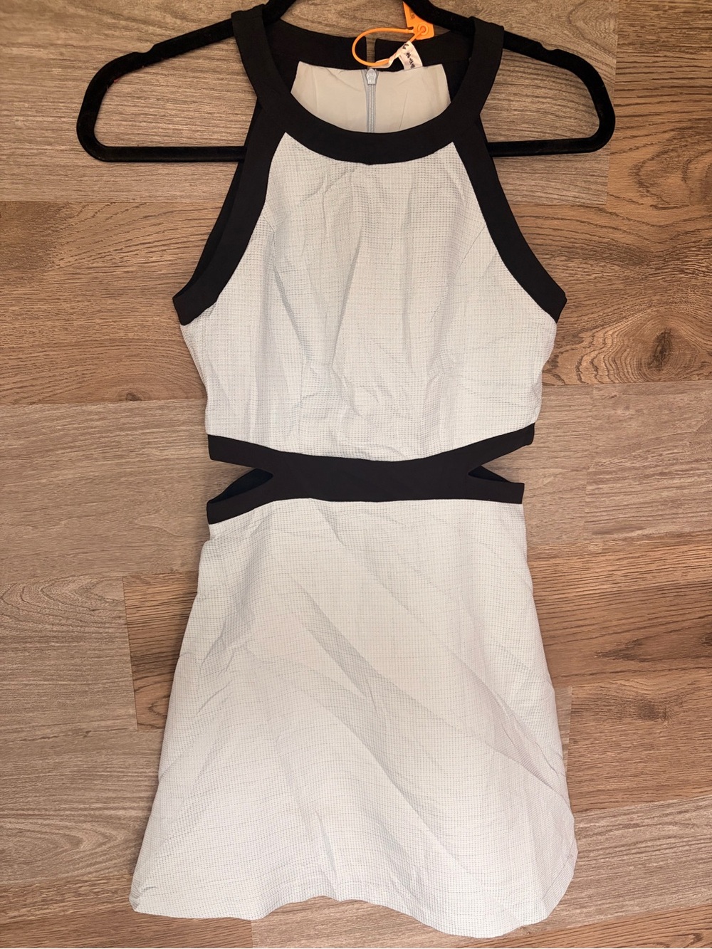 Sleeveless Mini Dress with Black Contrast Trim in Light Blue - Picture 4 of 4